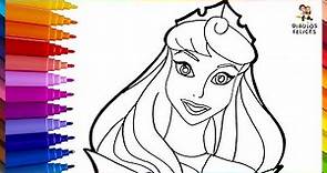 Dibuja y Colorea A Princesa Aurora, La Bella Durmiente 🛏️👸🏼 Dibujos Para Niños