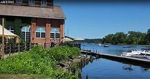 8K Kingston NY First Capital of New York Waterfront area Hudson River. Rondout Landing Broadway