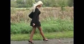 Blonde Stiletto Girl Walking In High Heels