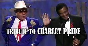 TRIBUTE TO CHARLEY PRIDE. BUCK OWENS presents the award.