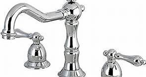 Kingston Brass KS1971AL Heritage Widespread Lavatory Faucet with Metal lever handle, Polished Chrome, 8-Inch Adjustable Center