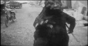 Haruo Nakajima having fun in the Godzilla suit! (read desc)