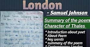 "London" poem summary and character of Thales by Samuel Johnson