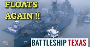 USS Texas Battleship Texas Refloating in Drydock (Drone Footage)