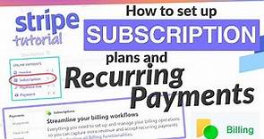 Stripe Subscriptions & Billing Plans - Recurring Payments with Stripe Subscription Tutorial