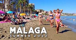Malaga City Spain Beach Walk Playa La Malagueta Summer 2022 August Costa del Sol | Andalucía [4K]