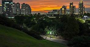 Night Walk in Seoul Olympic Park with Beautiful Sunset | Nature Sounds 4K HDR