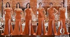 burnt orange satin bridesmaid dresses