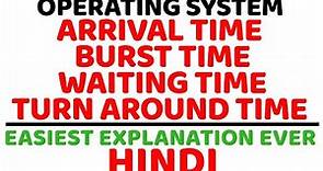 Arrival Time, Burst Time, Waiting Time, Turn Around Time ll Operating System ll Explained in Hindi