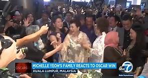 Michelle Yeoh's mother reacts to her Oscars win from a live viewing party in Malaysia
