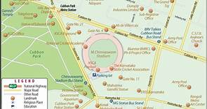 M. A. Chidambaram Stadium Map, Chennai | Location of M. A. Chidambaram
