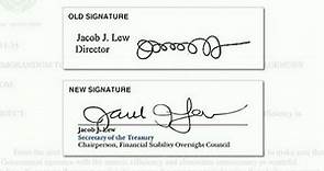 Treasury Secretary uses fancy signature for bills