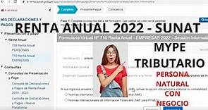 DECLARACION JURADA ANUAL 2022 MYPE TRIBUTARIO - PERSONA NATURAL CON NEGOCIO👀📚