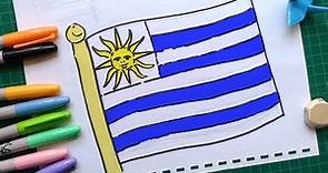 Como Dibujar la Bandera de Uruguay Paso a Paso | How to Draw the Fleg of Uruguay Easy