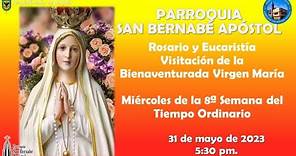 Rosario y Eucaristía Visitación de la Bienaventurada Virgen María, Miércoles, 31/05/23 5:30 pm.
