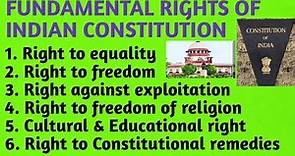 Fundamental Rights of Indian Constitution || Fundamental rights in Indian Constitution.