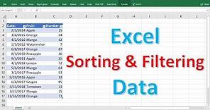 Excel Sorting and Filtering Data