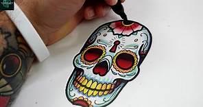 How to Draw a Skull Day of the Dead/Sugar Skull Style