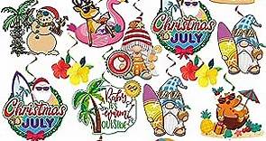 40pcs Christmas July Hanging Swirls Decorations, NO-DIY Christmas July Party Decorations, Mele Kalikimaka Christmas Decorations Flamingo Beach Tropical Hawaiian Christmas Decorations