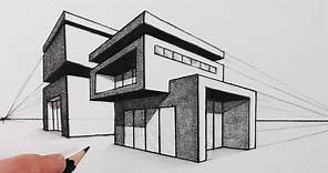 How to Draw a House in Two Point Perspective: Modern House