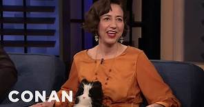 Kristen Schaal's Daughter Is Terrified Of This Robotic Cat | CONAN on TBS