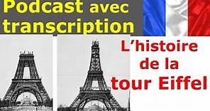 Français facile. Podcast français + Transcription. La tour Eiffel.