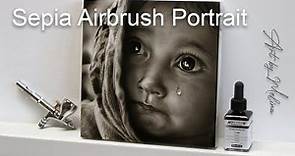 Sepia Airbrush Portrait - Step by Step Tutorial