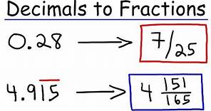 Decimals to Fractions