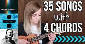 4 basic chords, 35 songs on ukulele