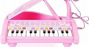 Piano Keyboard Toy for Kids-1 2 3 Year Old Girls First Birthday Gift -24 Keys Multifunctional Musical Electronic Toy Piano for Toddlers