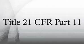 Title 21 CFR Part 11