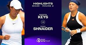Madison Keys vs. Diana Shnaider | 2024 Miami Round 2 | WTA Match Highlights