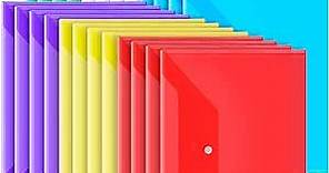 LEOBRO Plastic File Folders, 24 PCS Plastic Envelopes with Snap Closure, Plastic Folders for Documents, A4 Letter Size Clear Envelopes Folders, File Bags, Reusable Document Envelopes Pouch