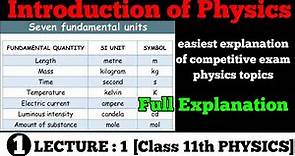7 fundamental Quantities|| Basic & Derived quanties|| Introduction to Physics|| Lecture 1