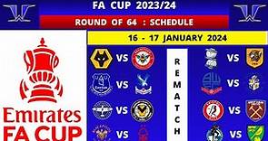 FA CUP FIXTURES TODAY | ROUND OF 64 - REMATCH SCHEDULE