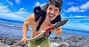 24 Hour Island Survival Spearfishing Challenge With a Baby Goat