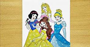How to draw a group of Disney Princesses - step by step || Drawing tutorial