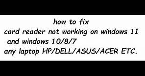 how to fix card reader not working on window 10 2018