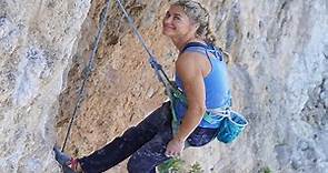 Cecilie Skog trying her hardest climb yet
