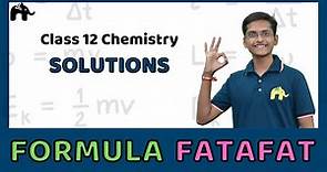 Solutions | Class 12 Chemistry Formulas Sheet | Revision List CBSE NCERT Chapter wise|हिंदी में