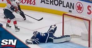 Maple Leafs' Ilya Samsonov Lifts Pad Last Second To Make Huge Save On Carter Verhaeghe