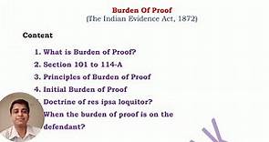 Burden of Proof evidence act | section 101 to 114 - A