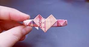 100块人民币折爱心戒指，做法其实很简单，手工折纸视频教程