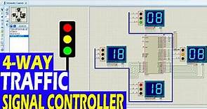 Automatic Traffic Light controller | 4 Way Traffic Signal Control System | Proteus Project