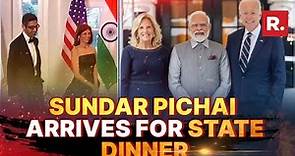Sundar Pichai & wife Anjali arrive for state dinner with PM Modi & President Biden