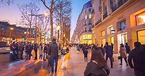 Paris Walk at Dusk along Champs-Élysées - Famous Shopping Avenue 🇫🇷 4K 60FPS