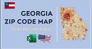 Georgia Zip Code Map in Excel - Zip Codes List and Population Map