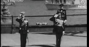ROYAL: Members of the Royal Family greet King Haakon VII of Norway (1951)