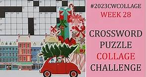 Crossword Puzzle Collage / Collage Challenge / Collaging with Christmas Stickers