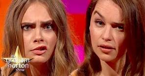Cara Delevingne and Emilia Clarke Have An Eyebrow-Off - The Graham Norton Show